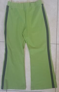 Maeve Anthropologie Lime Green Tuxedo Stripe Pull On Flare Pants Large